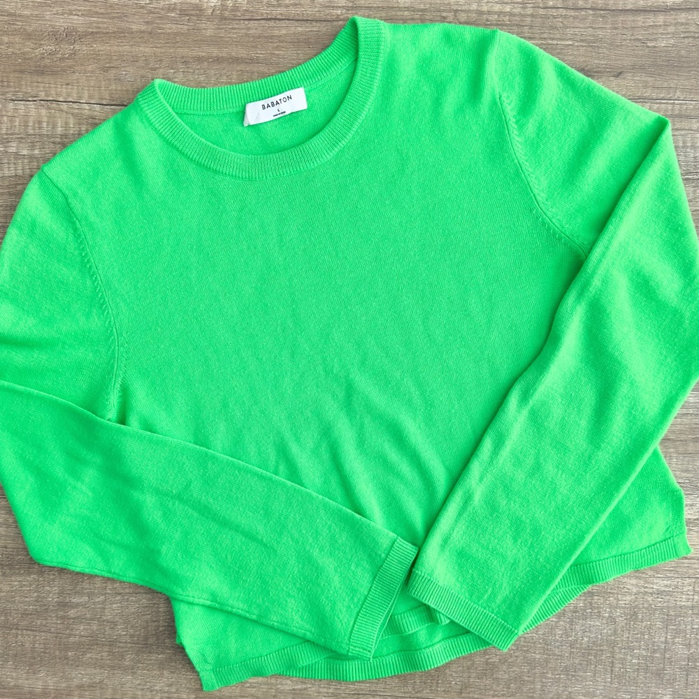 BABATON - Nathaniel Cropped Sweater Fluro Lime Green